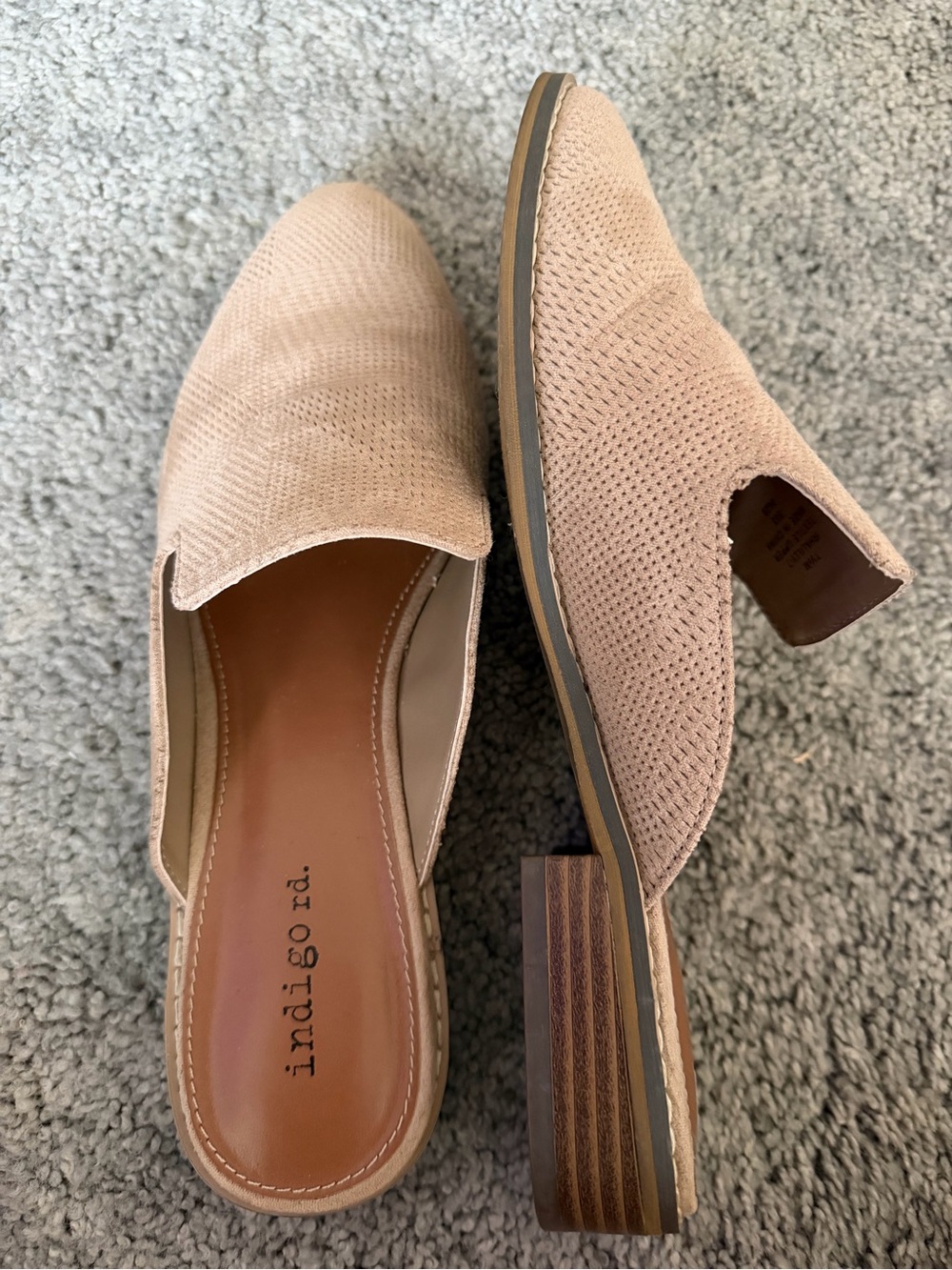 Indigo Blush Textured Slip-On Mules